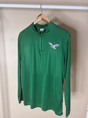 Philadelphia Eagles Mens 1/4 Zip Green Light Weight Shirt Size Large